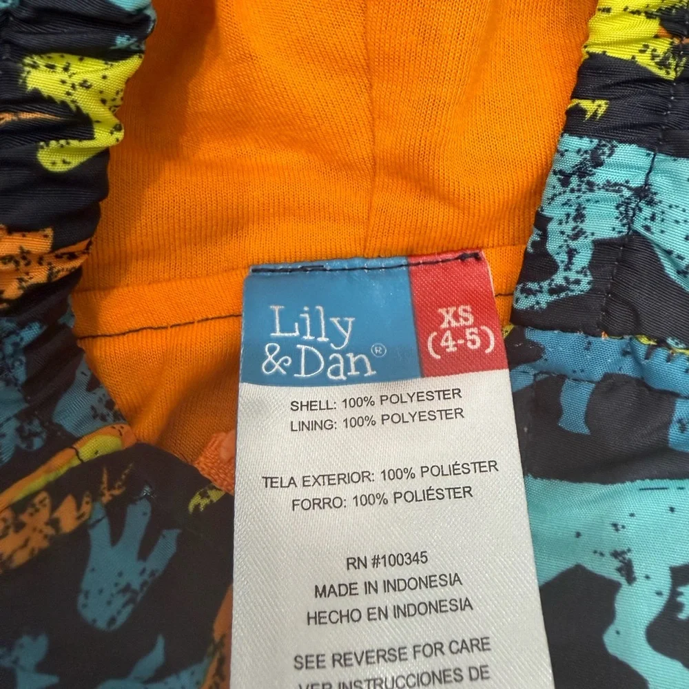 Lily & Dan lightweight rain coat jacket Dinosaurs Size 4-5‎